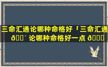 三命汇通论哪种命格好「三命汇通 🐴 论哪种命格好一点 🍀 」